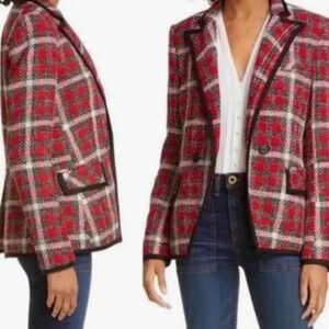 Veronica Beard Harriet Blazer Jacket Tweed Red Sz 12